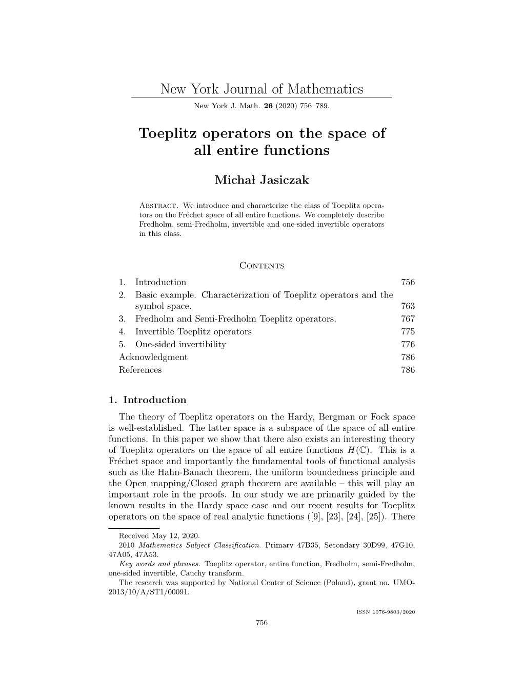 Toeplitz Operators on the Space of All Entire Functions