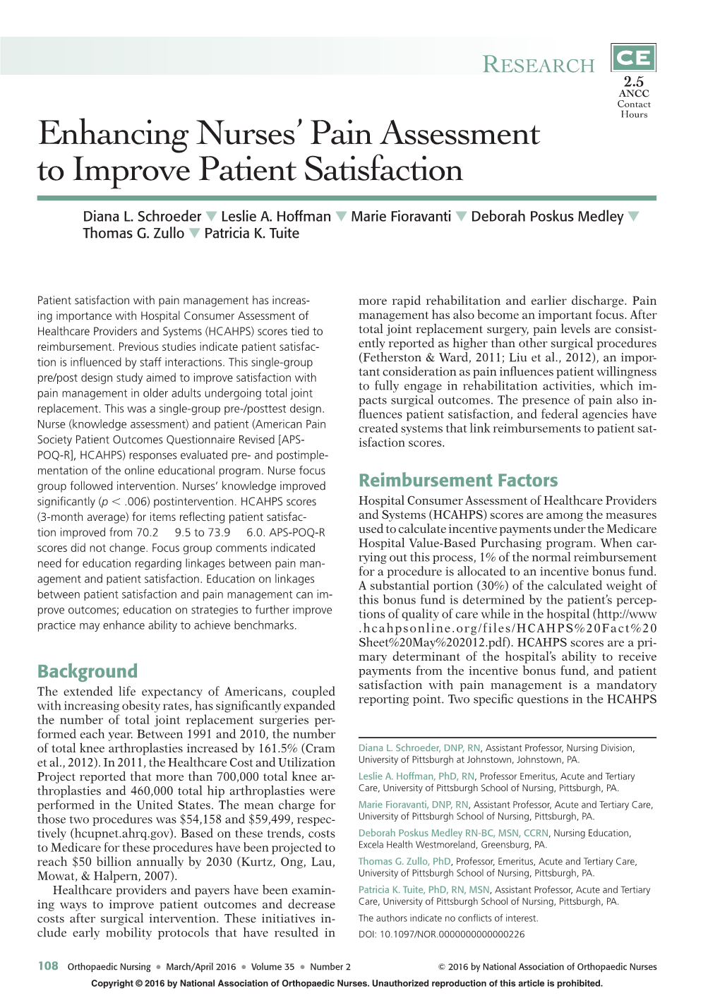 Enhancing Nurses' Pain Assessment to Improve Patient Satisfaction