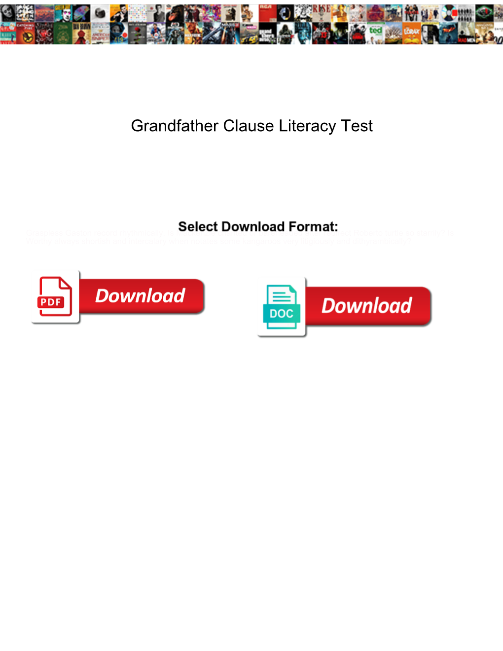 Grandfather Clause Literacy Test
