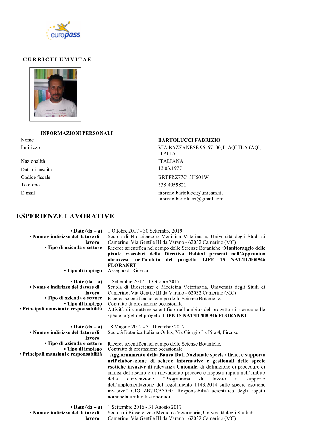 Formato Europeo Per Il Curriculum Vitae