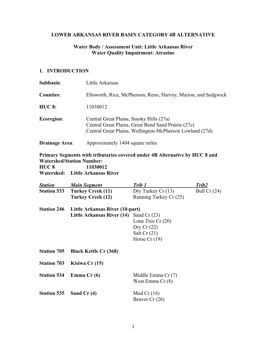 Little Arkansas River Water Quality Impairment: Atrazine