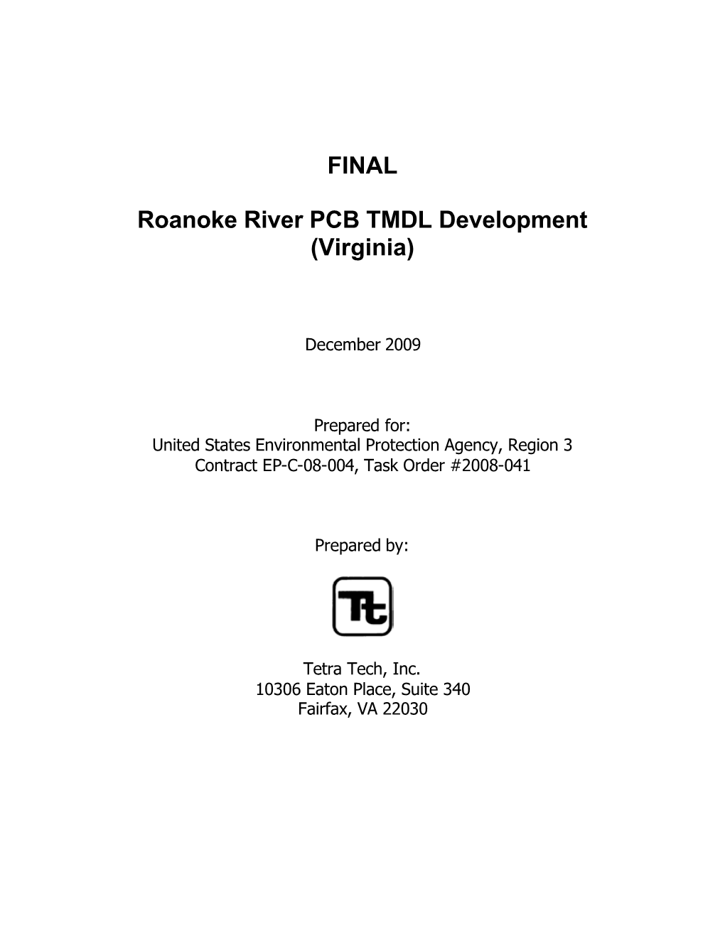 Roanoke River PCB TMDL Development (Virginia)