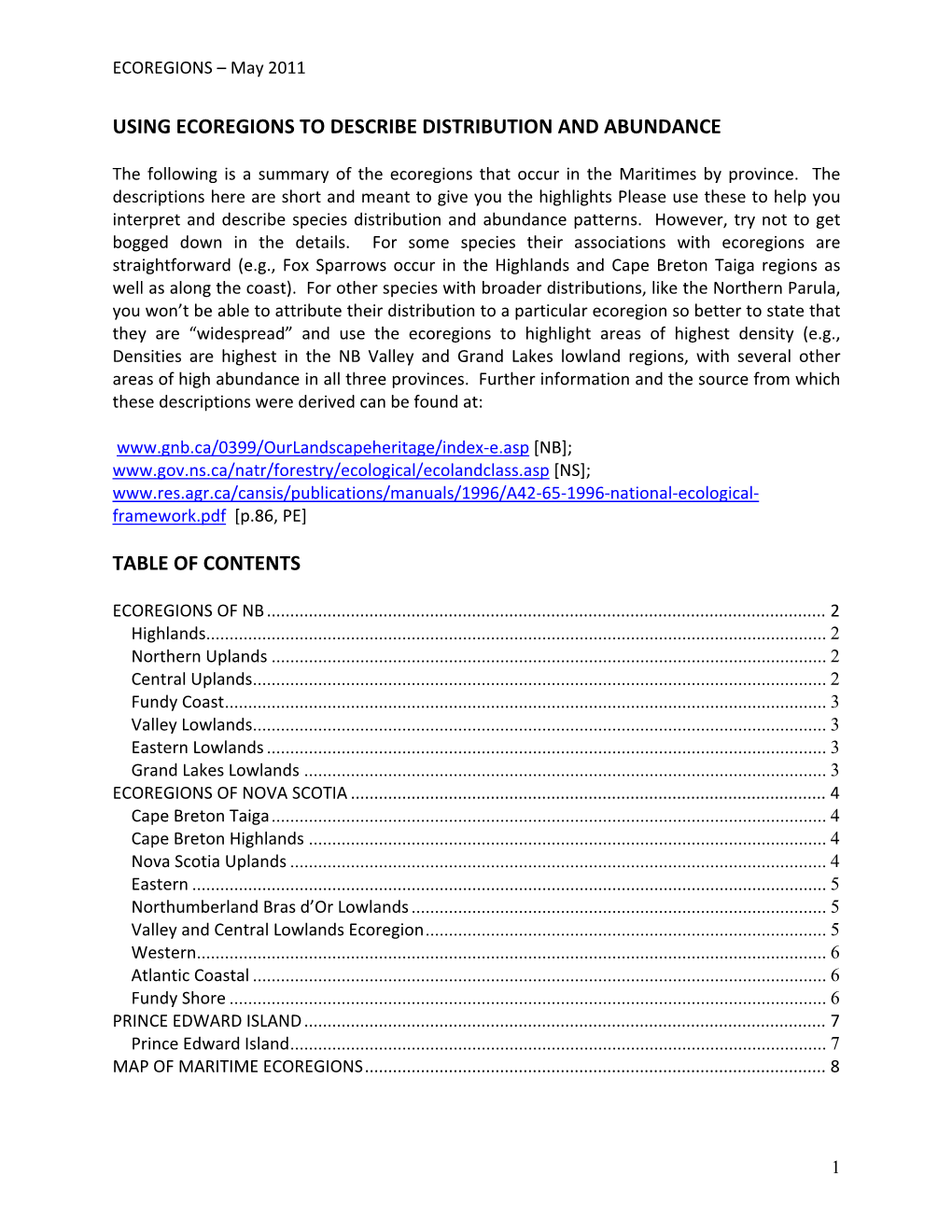 Using Ecoregions to Describe Distribution and Abundance