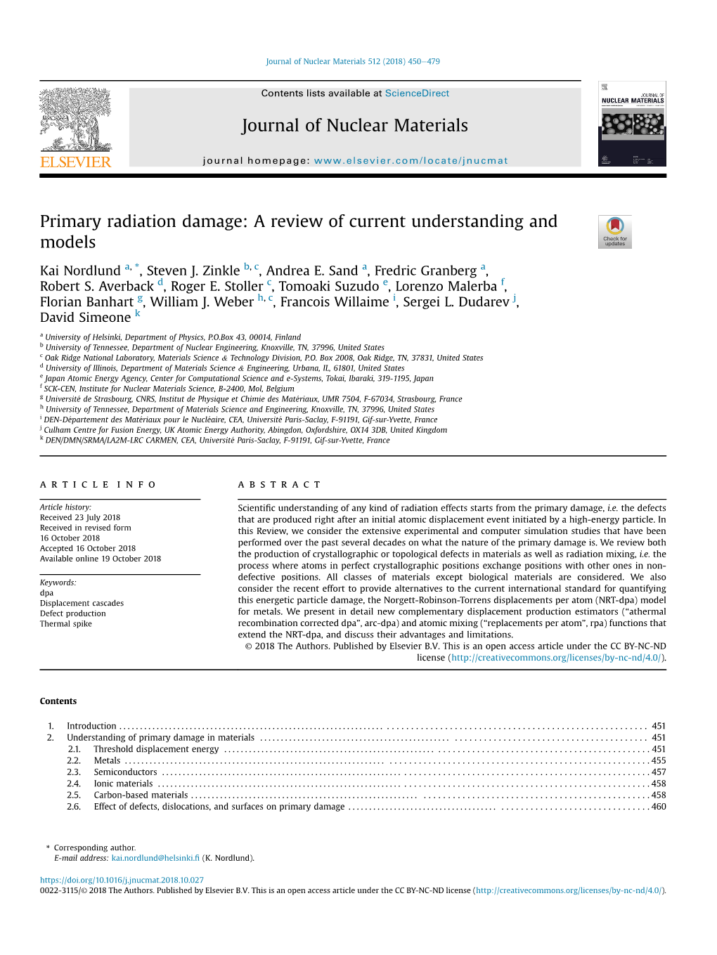 Primary Radiation Damage: a Review of Current Understanding and Models