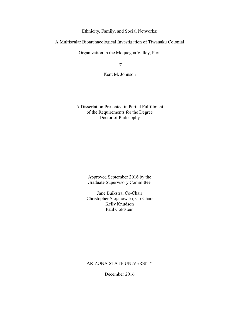 A Multiscalar Bioarchaeological Investigation of Tiwanaku Colonial