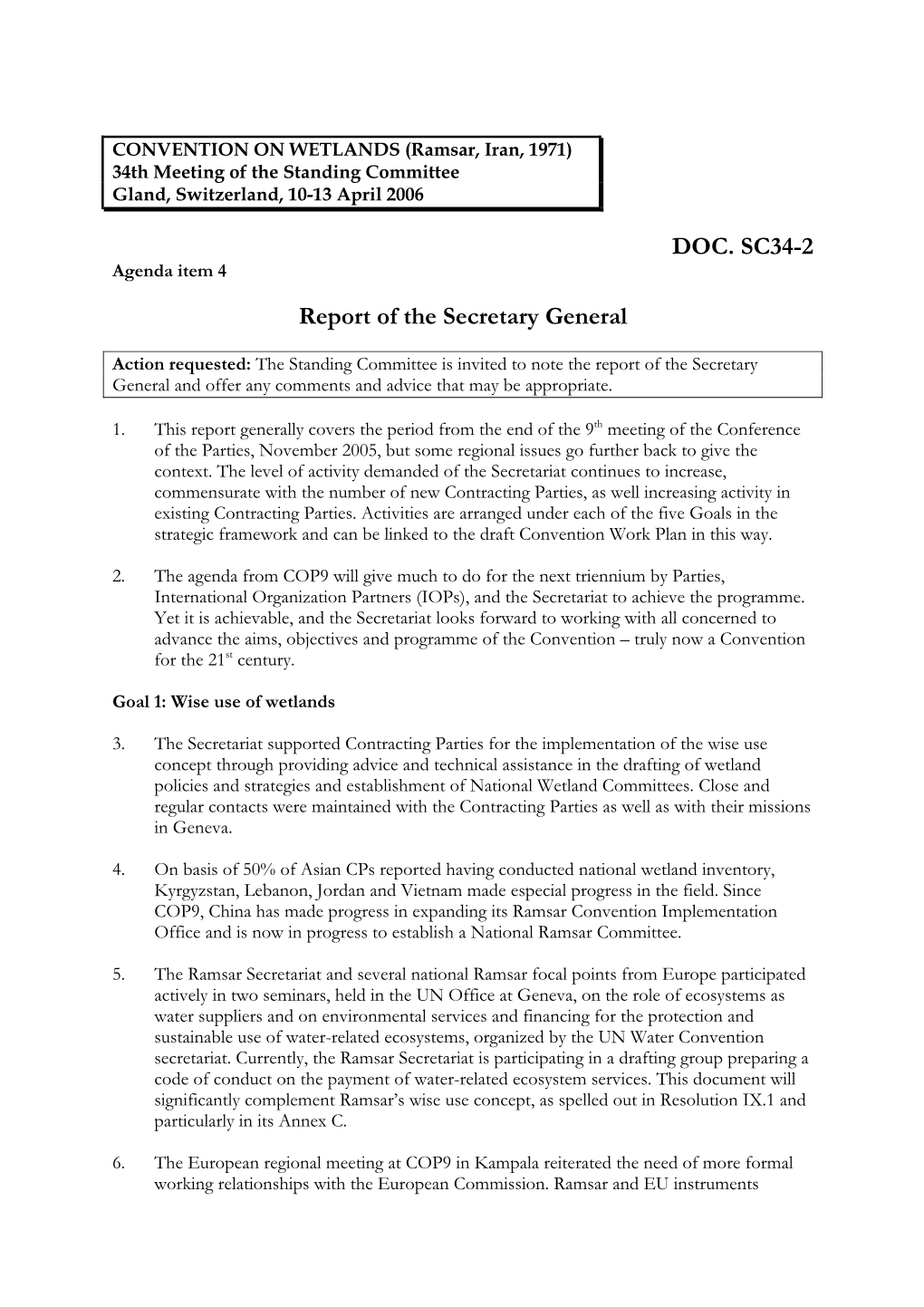 DOC. SC34-2 Report of the Secretary General