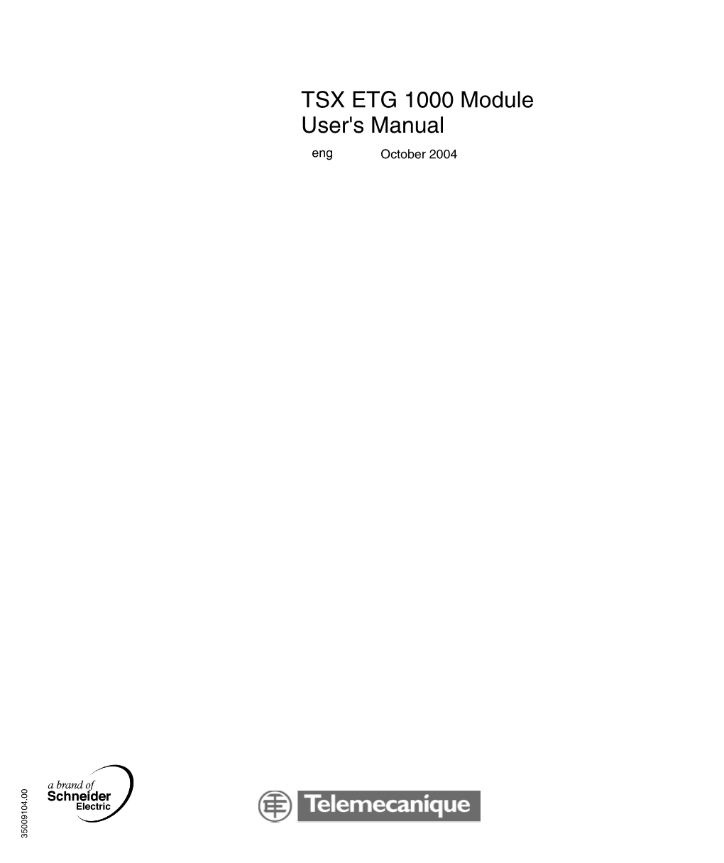 TSX ETG 1000 Module User's Manual