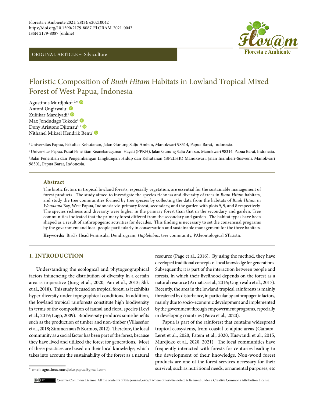 Floristic Composition of Buah Hitam Habitats in Lowland Tropical Mixed