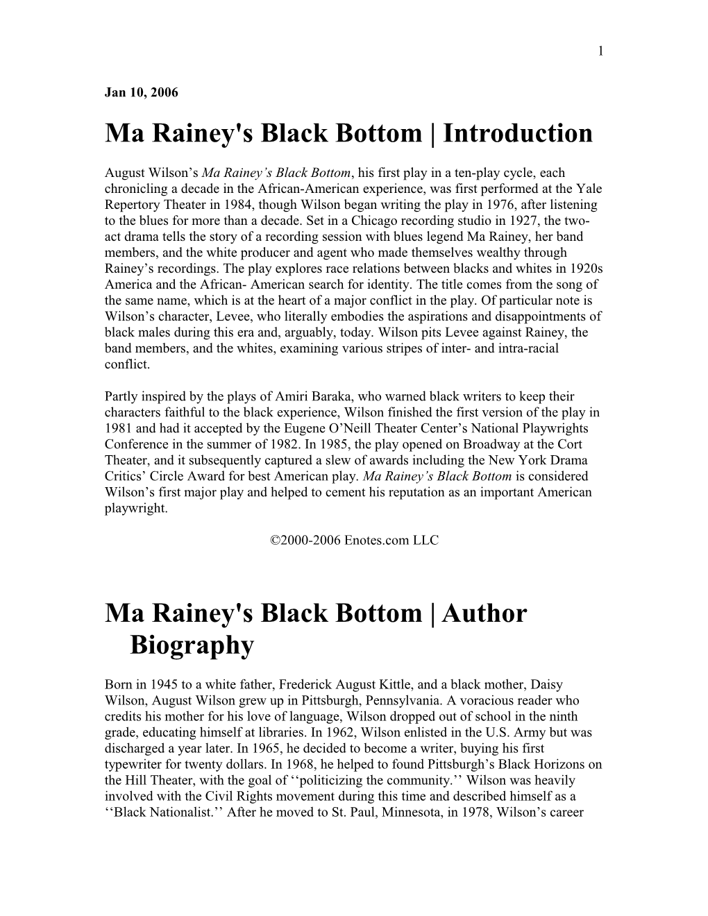 Ma Rainey's Black Bottom | Ma Rainey’S Black Bottom: Singing Wilson’S Blues