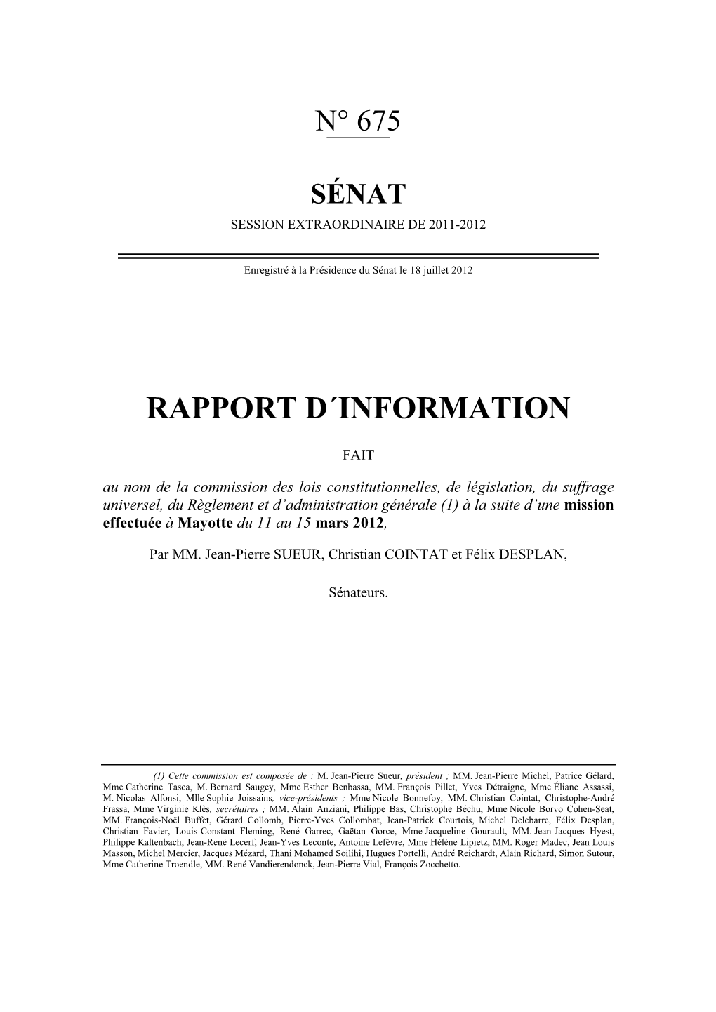 Rapport Mayotte