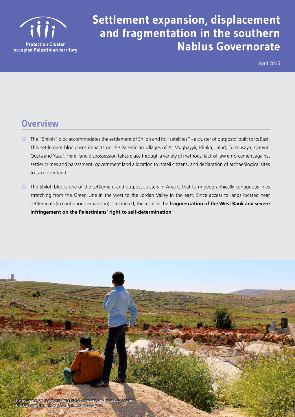 Settlement Expansion, Displacement and Fragmentation in the Southern Protection Cluster Occupied Palestinian Territory Nablus Governorate
