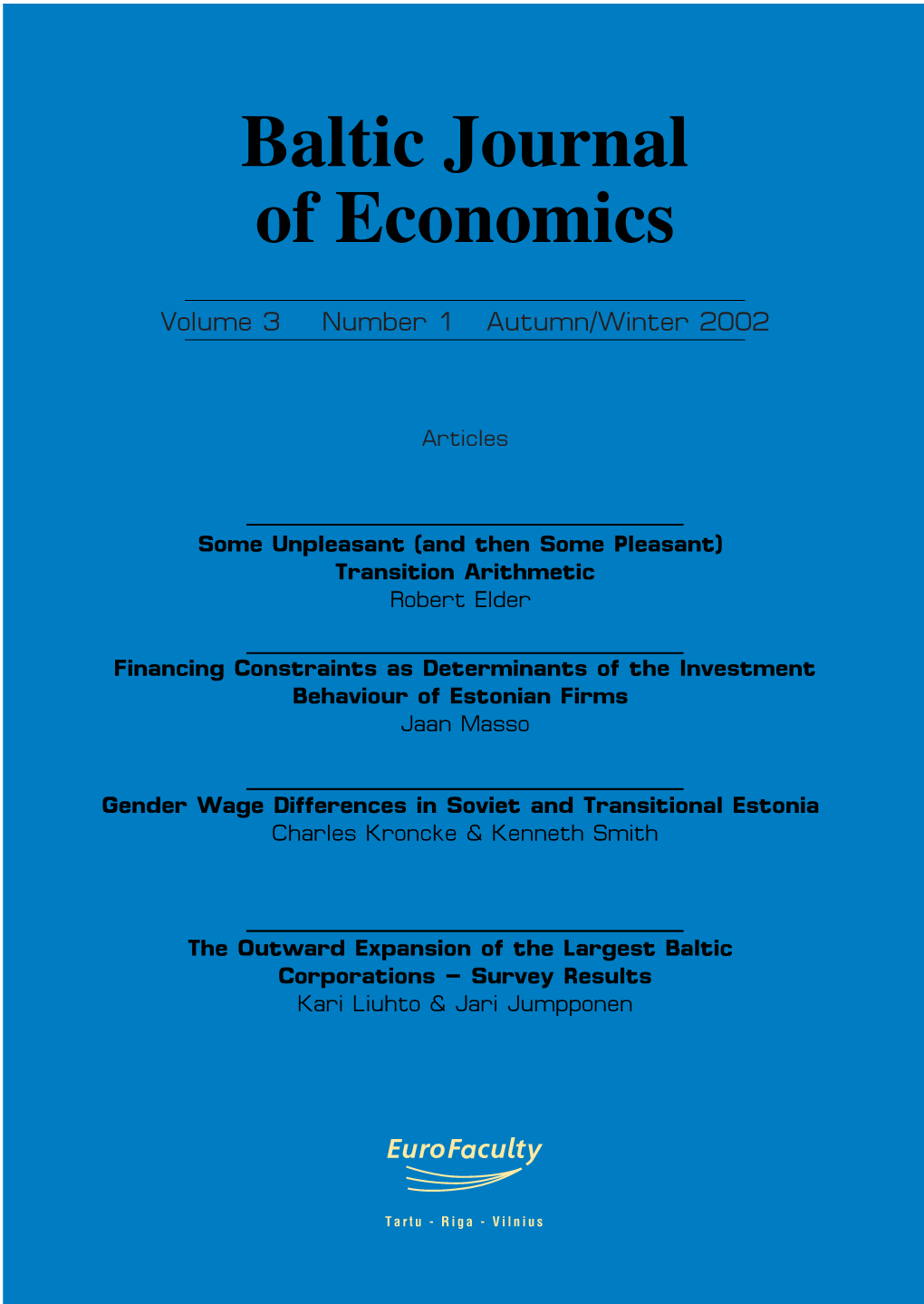 Baltic Journal of Economics