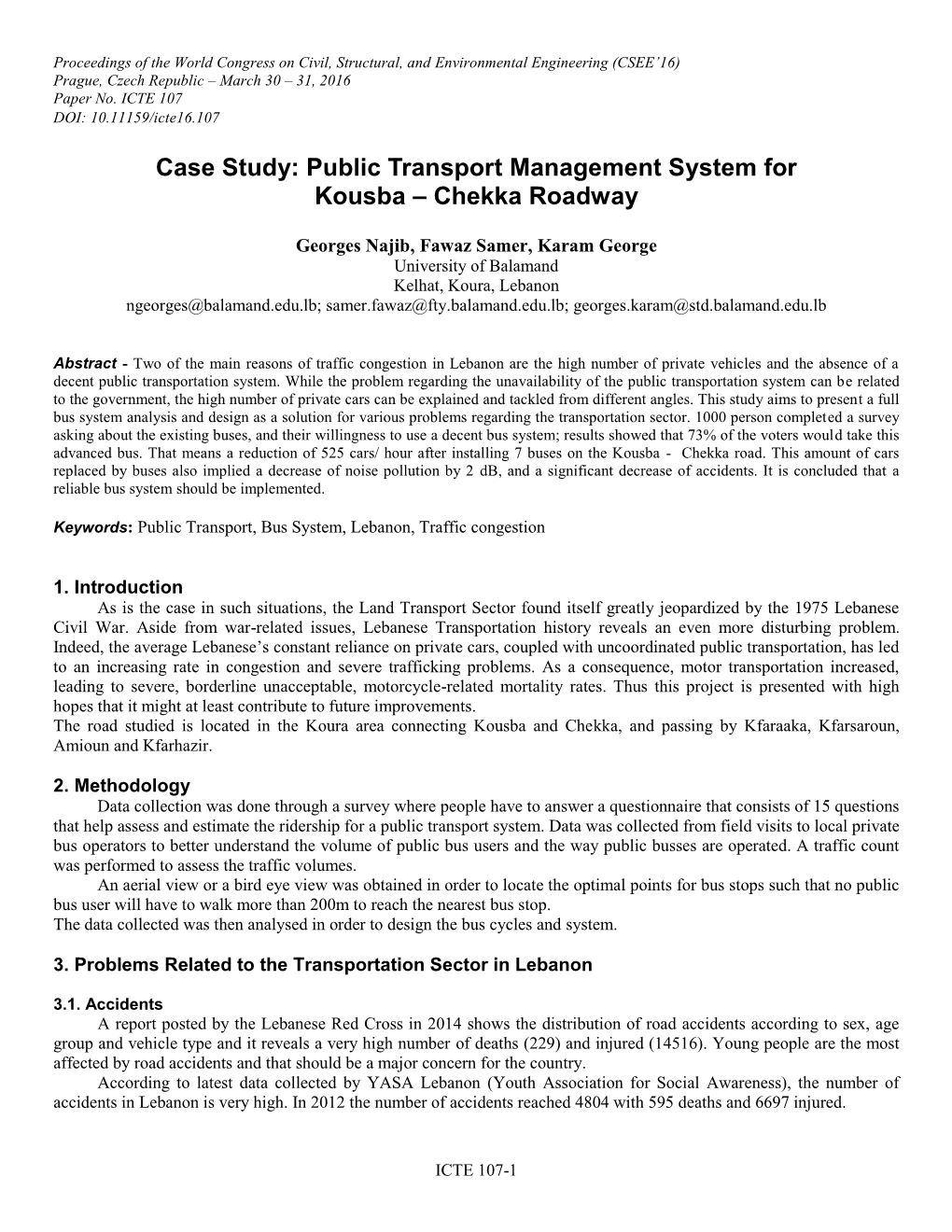 Case Study: Public Transport Management System for Kousba – Chekka Roadway