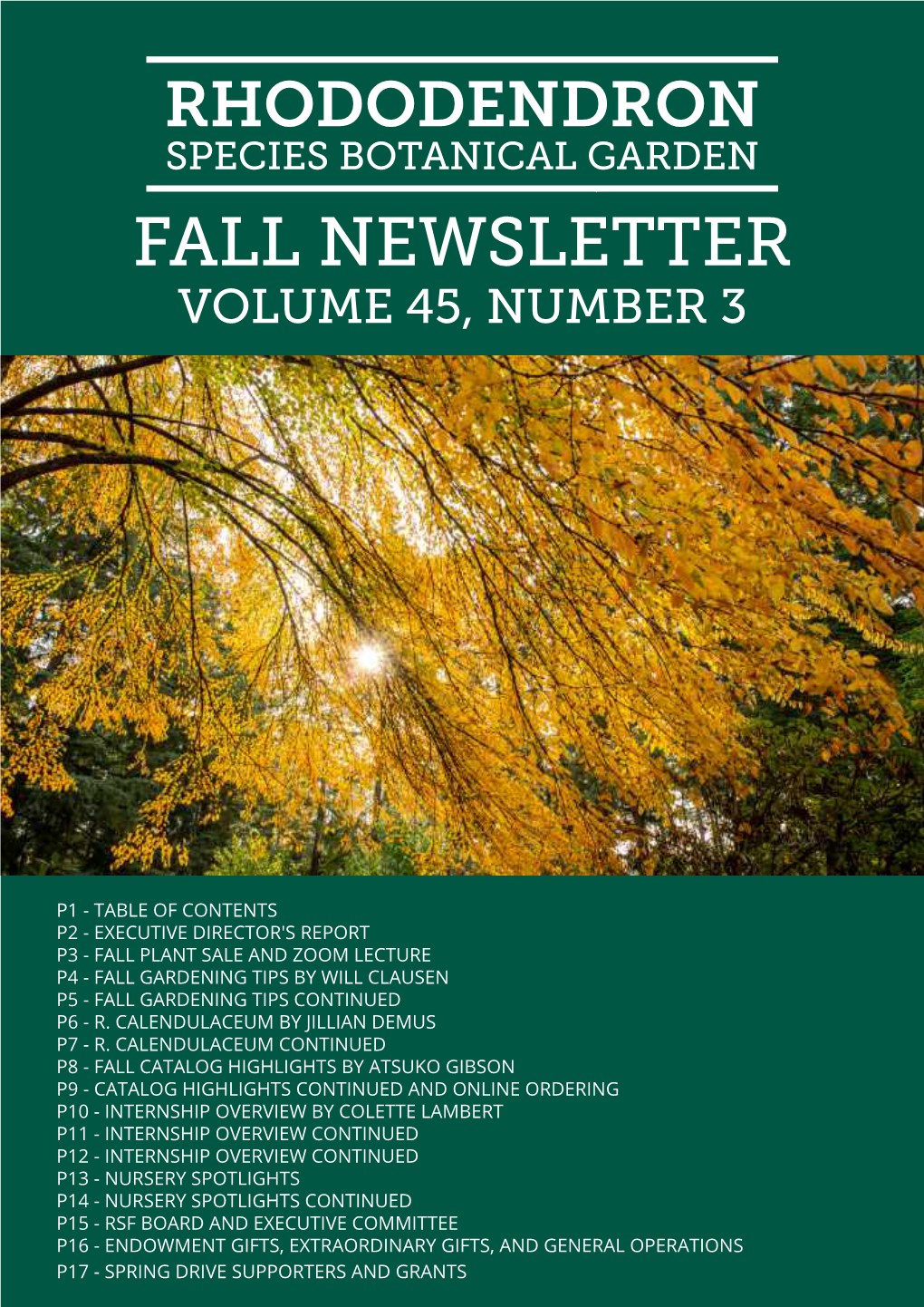 Fall Newsletter Volume 45, Number 3