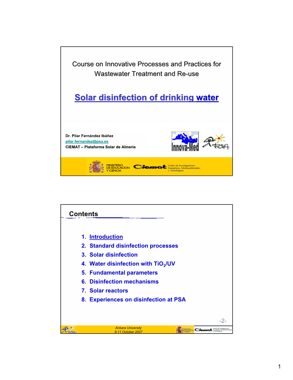 Solar Disinfection of Drinking Water