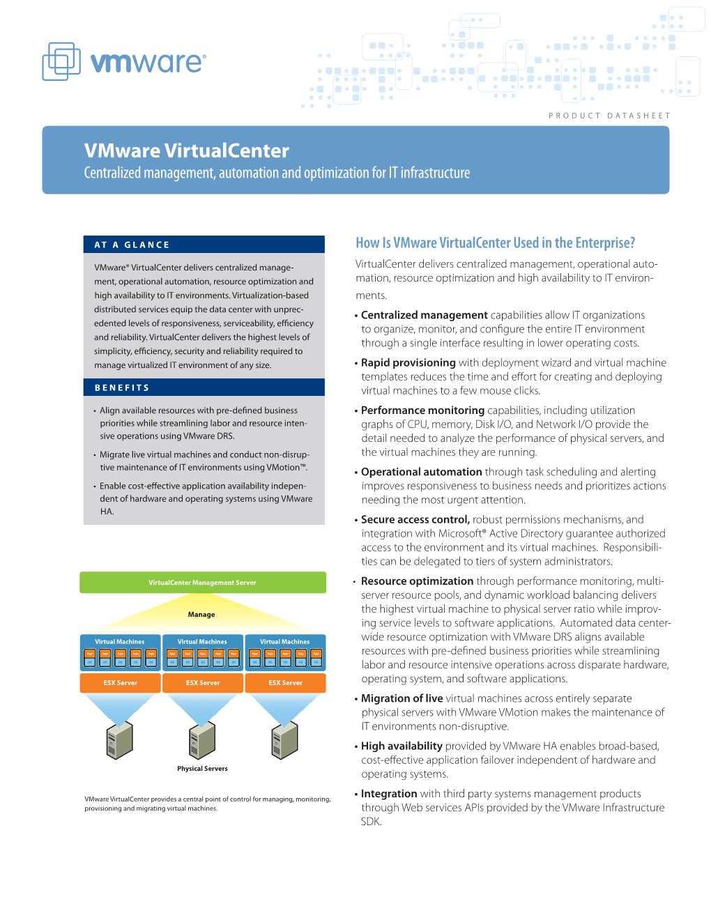 Vmware Virtualcenter Centralized Management, Automation and Optimization for IT Infrastructure