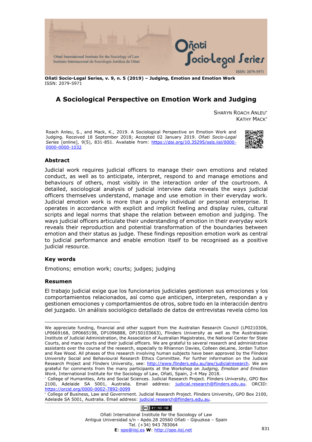 A Sociological Perspective on Emotion Work and Judging