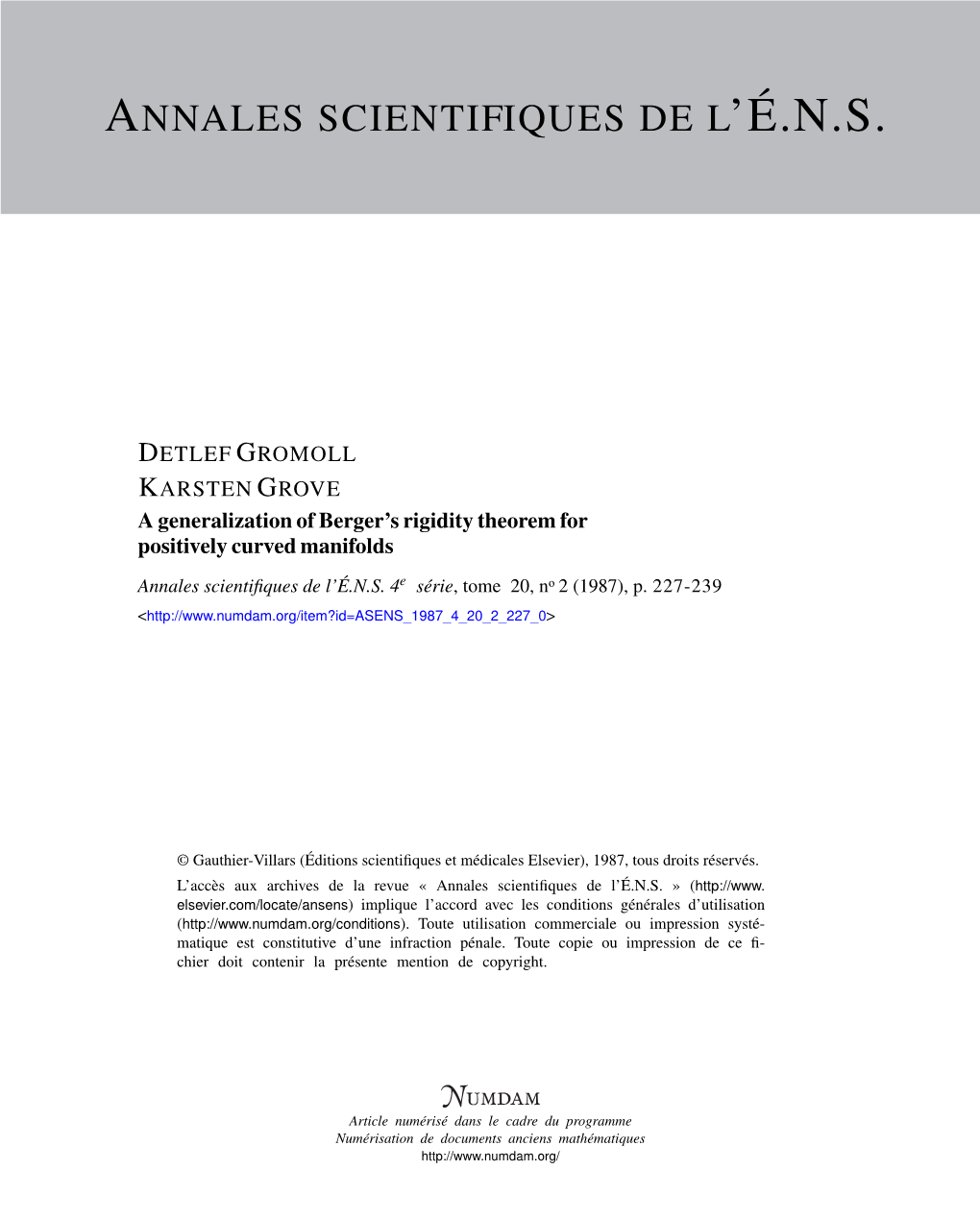 A Generalization of Berger's Rigidity Theorem for Positively Curved Manifolds (Q