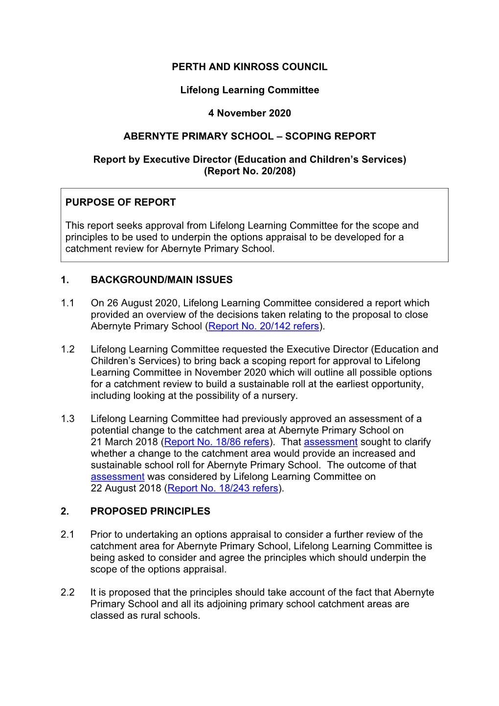 Abernyte Primary School – Scoping Report