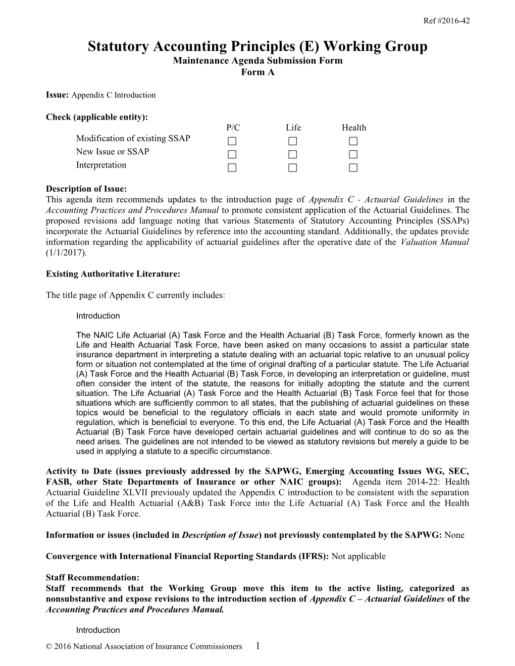 Statutory Accounting Principles Working Group