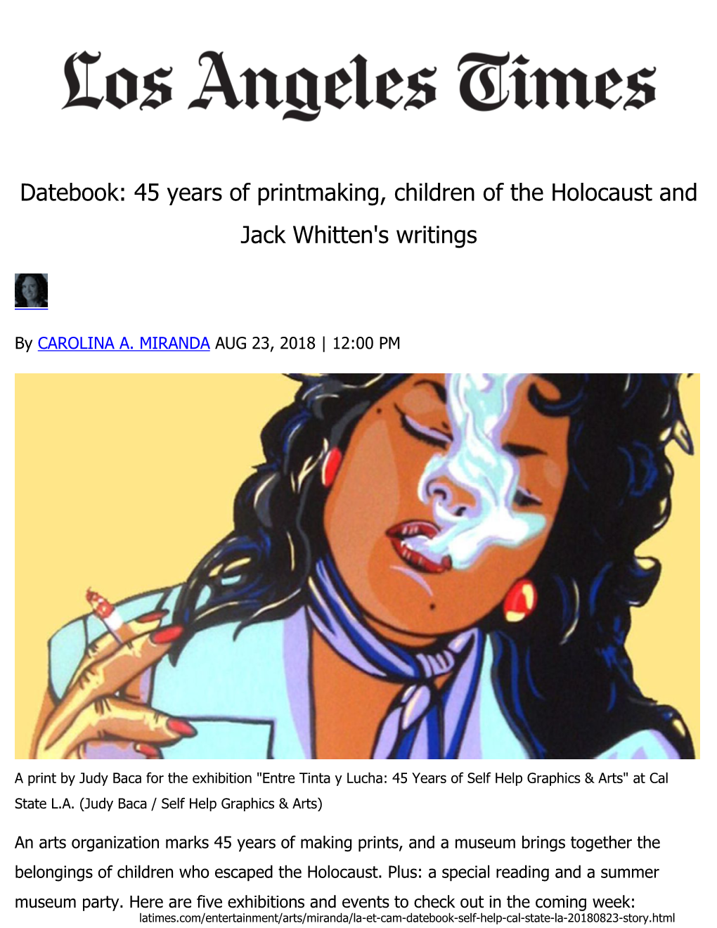Datebook: 45 Years of Printmaking, Children of the Holocaust and Jack Whitten's Writings