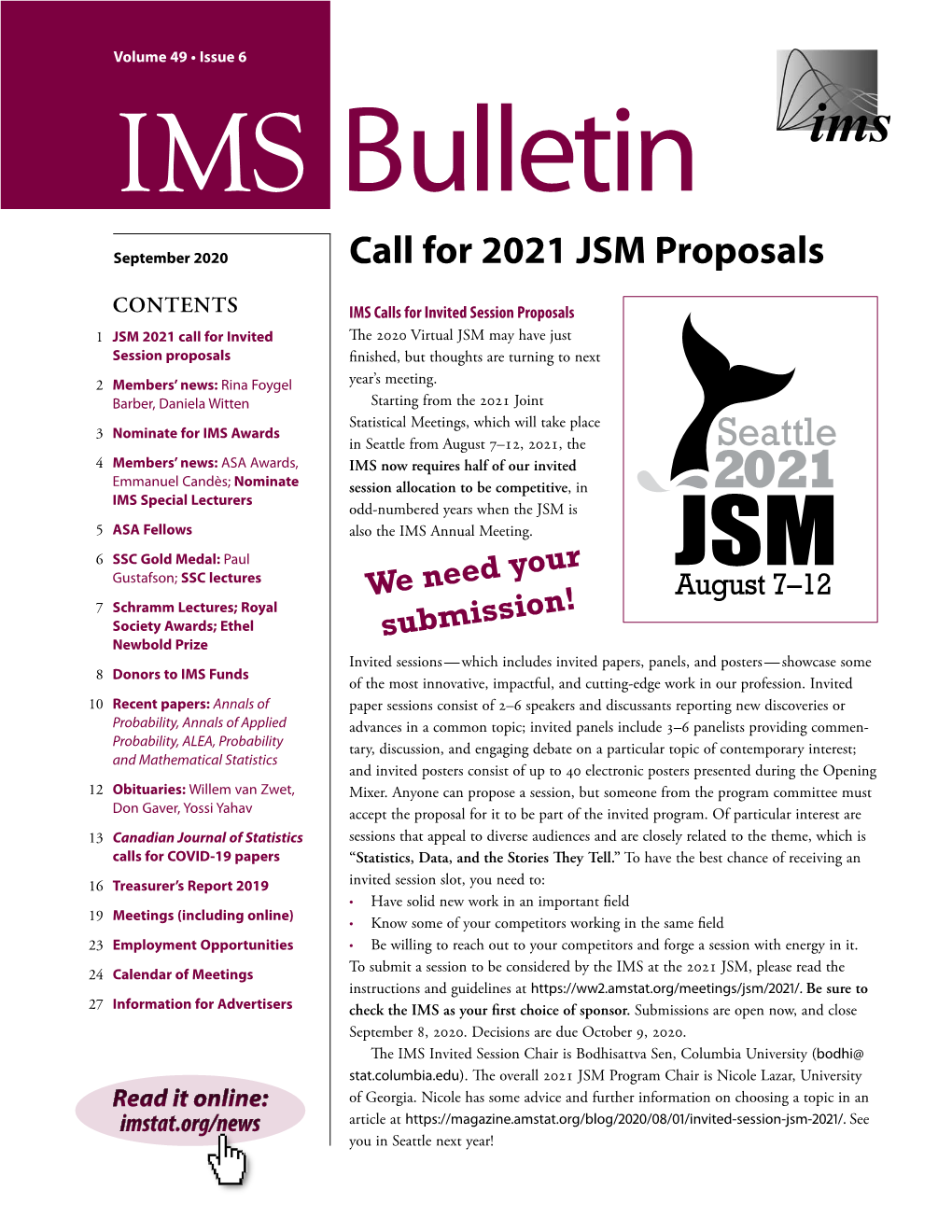 Call for 2021 JSM Proposals