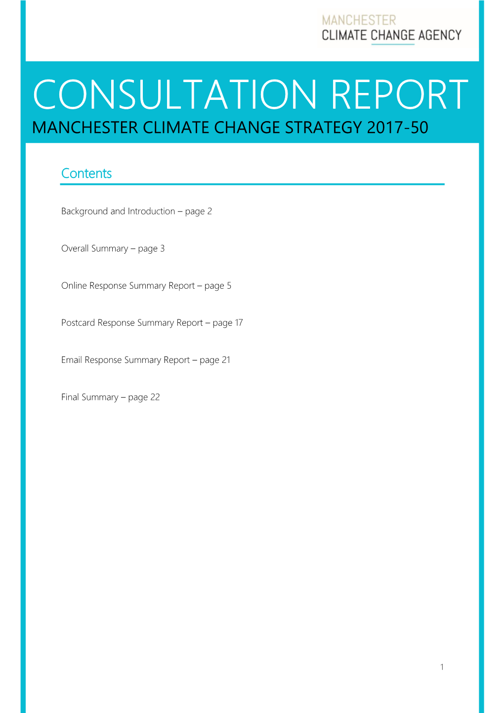 Consultation Report Manchester Climate Change Strategy 2017-50