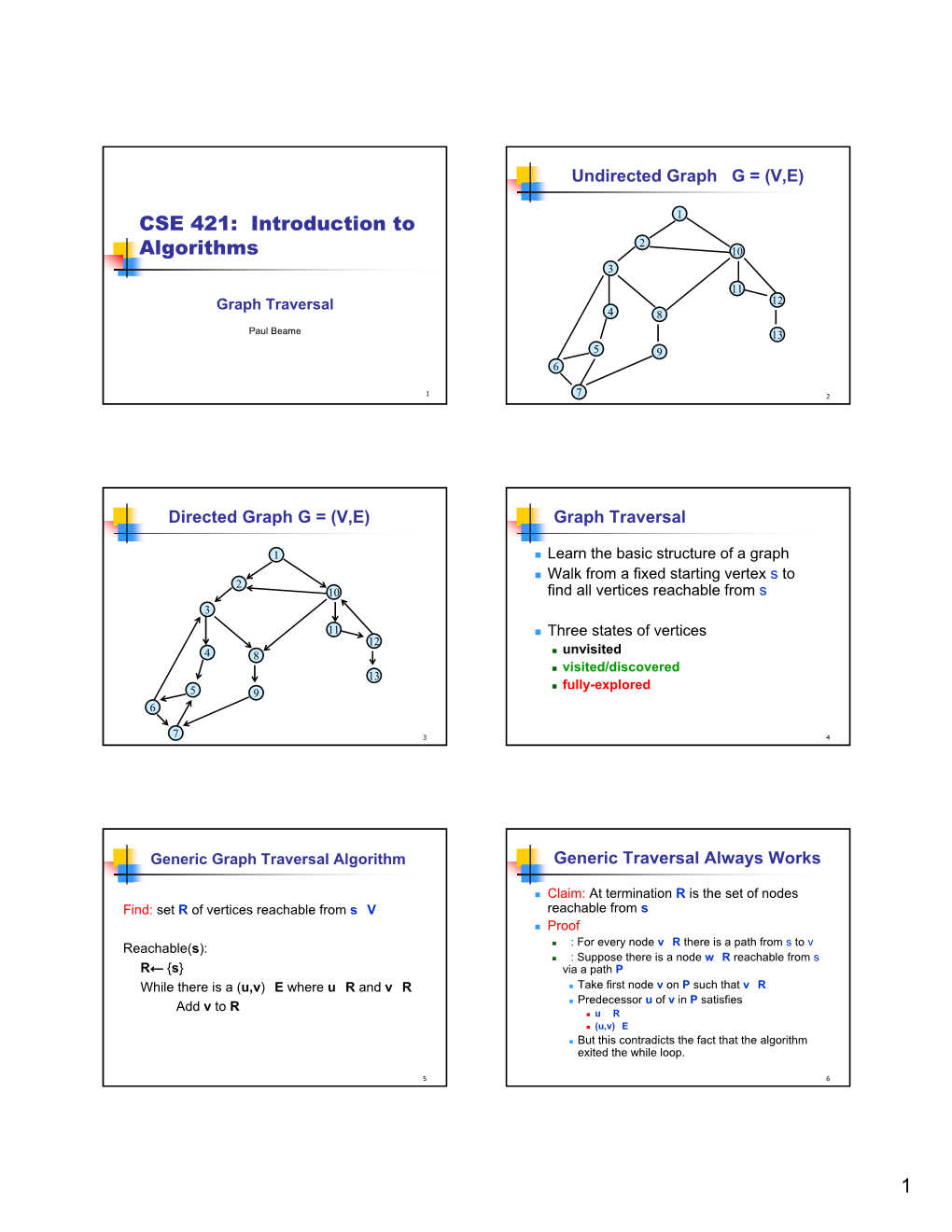 Graph Traversal 12 4 8 Paul Beame 13 5 9 6