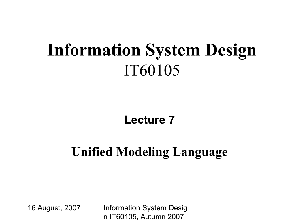 Information System Design IT60105