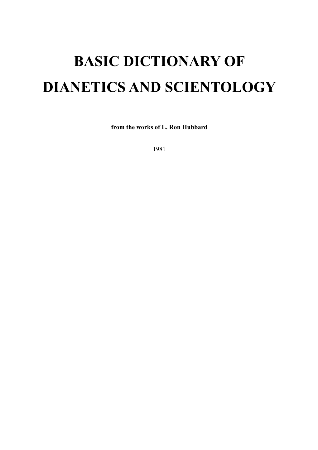 Basic Dictionary of Dianetics and Scientology