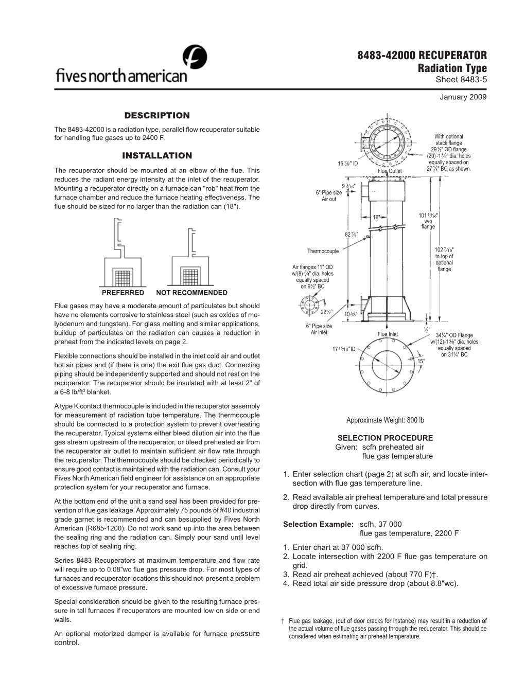 8483-42000 RECUPERATOR Radiation Type Sheet 8483-5