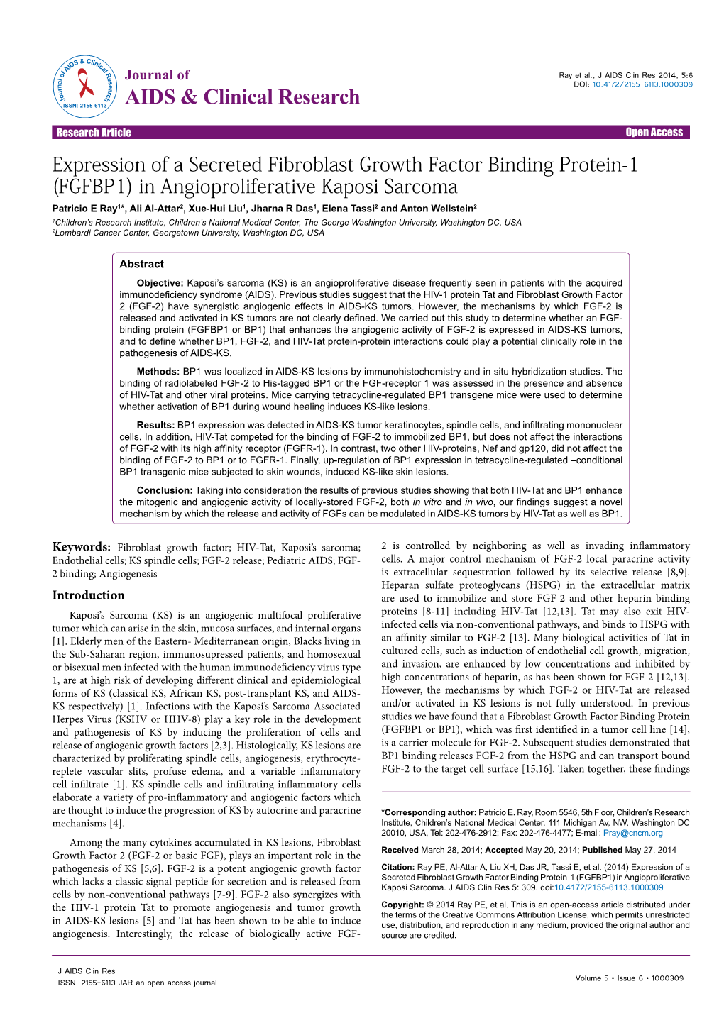 Expression of a Secreted Fibroblast Growth Factor Binding Protein-1