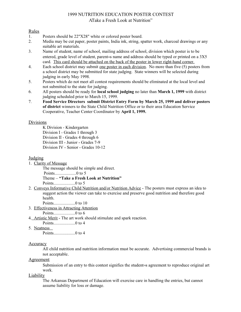 1999 Nutrition Education Poster Contest