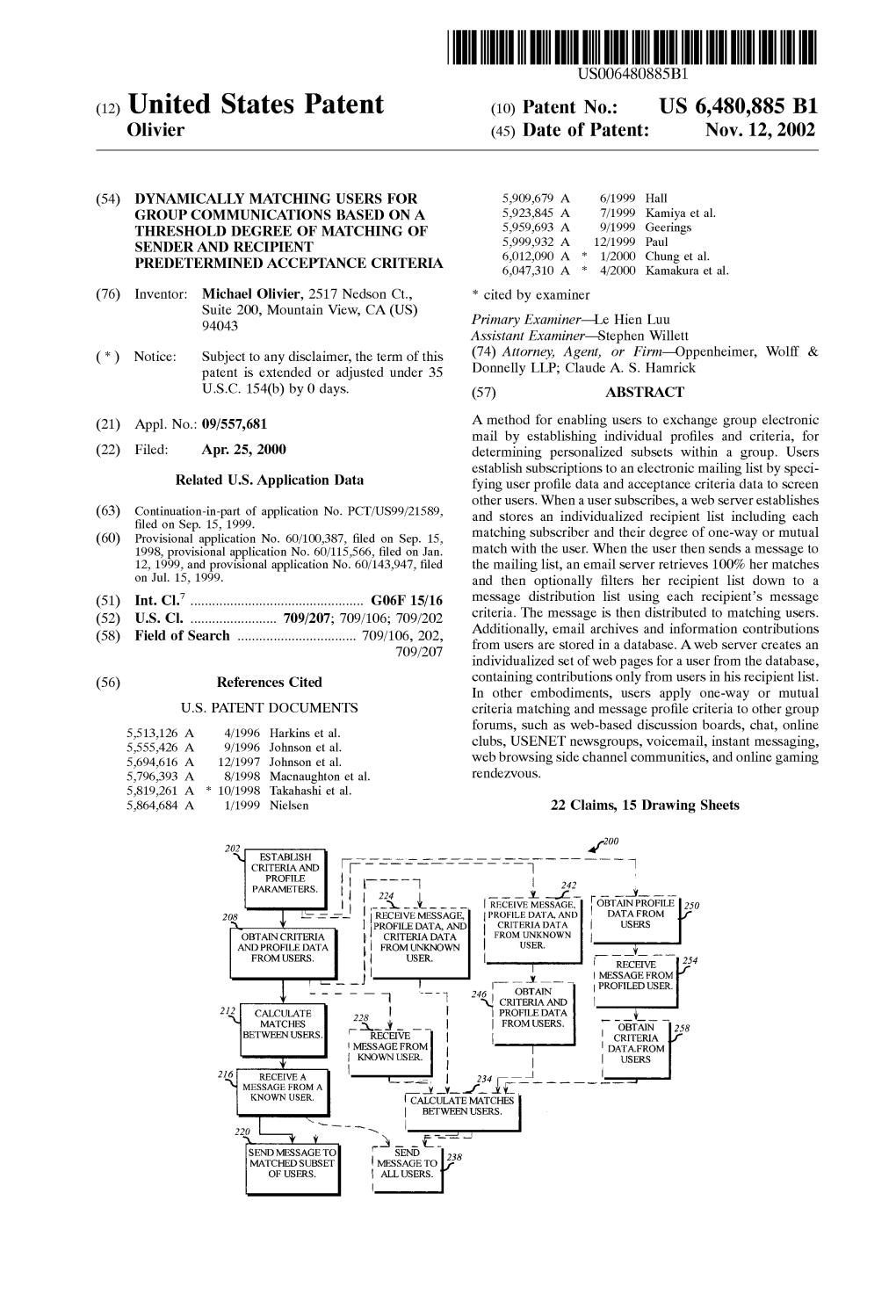 (12) United States Patent (10) Patent No.: US 6,480,885 B1 Olivier (45) Date of Patent: Nov