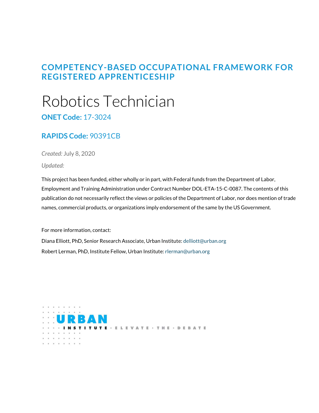Robotics Technician ONET Code: 17-3024