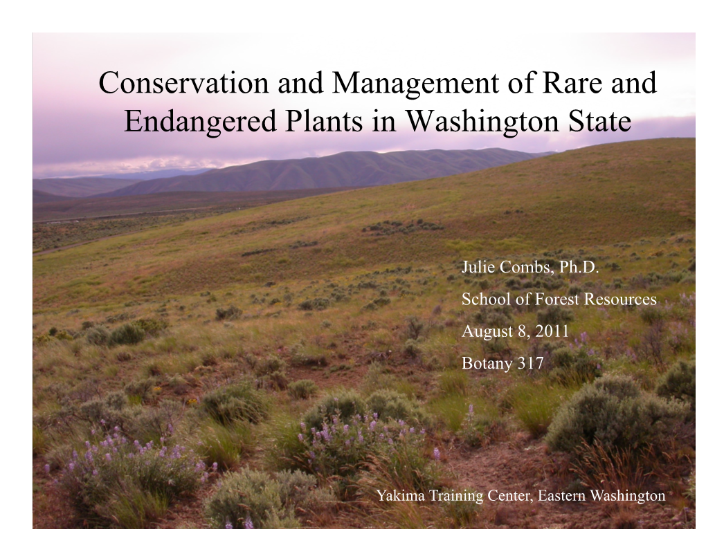 Conservation and Management of Rare and Endangered Plants in Washington State