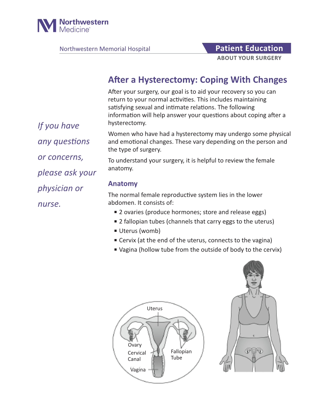 After a Hysterectomy: Coping with Changes After Your Surgery, Our Goal Is to Aid Your Recovery So You Can Return to Your Normal Activities
