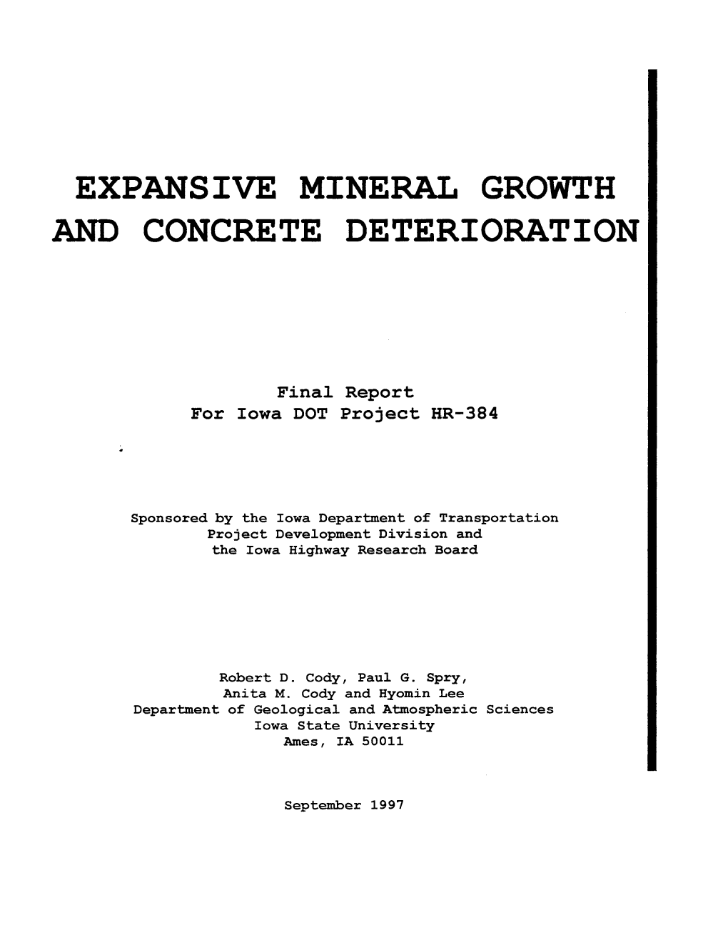 Expansive Mineral Growth and Concrete Deterioration