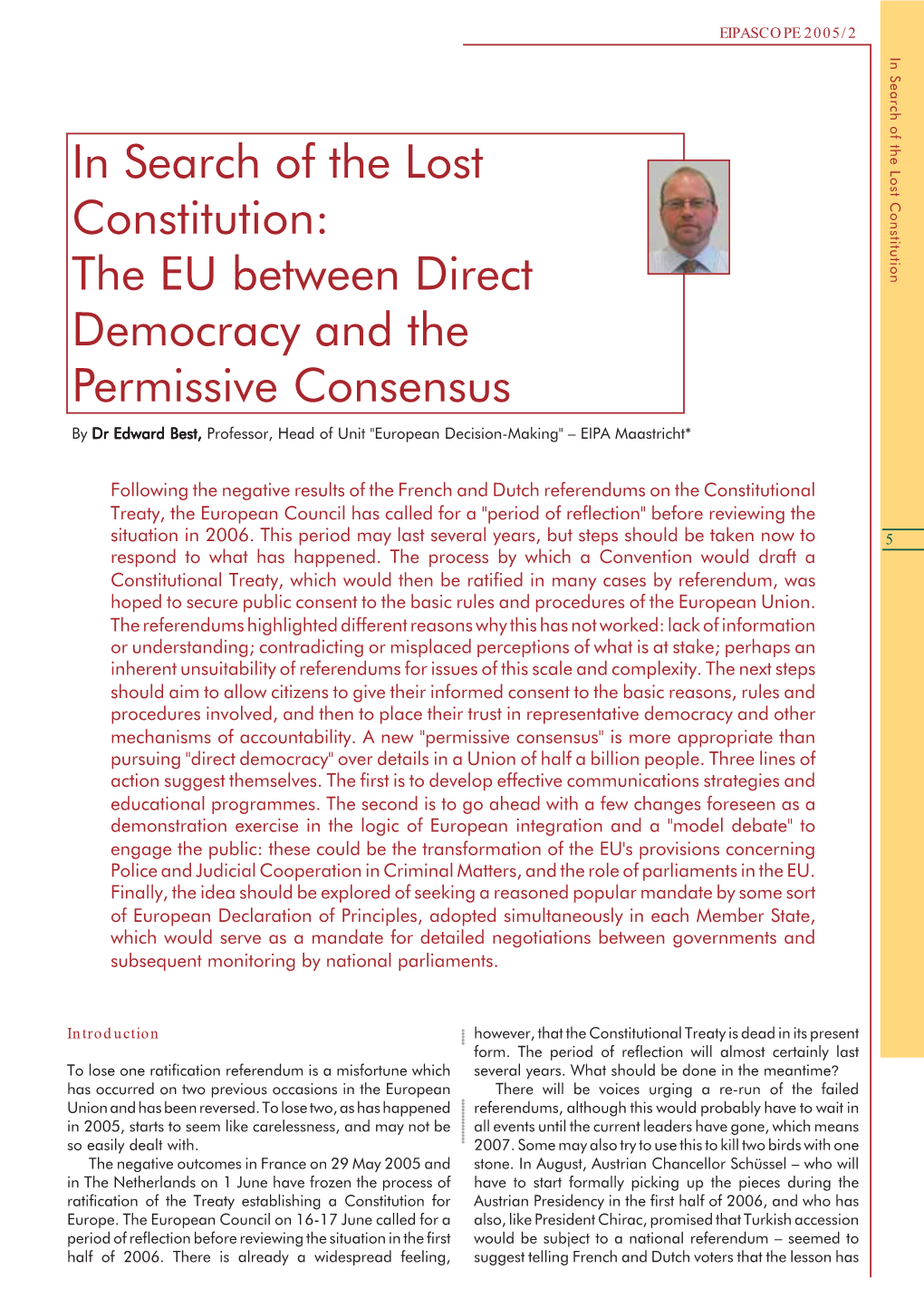 In Search of the Lost Constitution: the EU Between Direct Democracy And