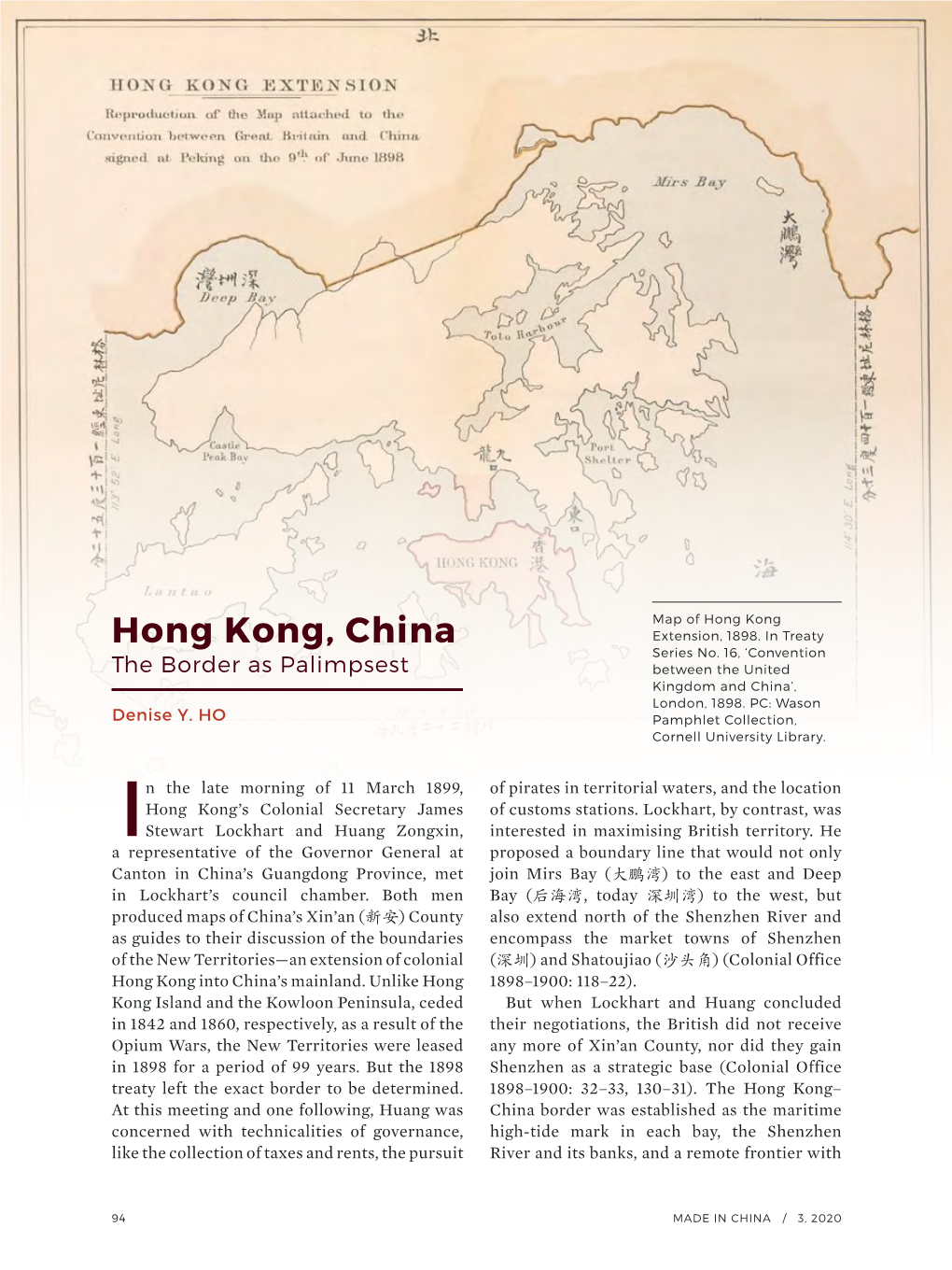 Hong Kong, China: the Border As Palimpsest (DENISE Y