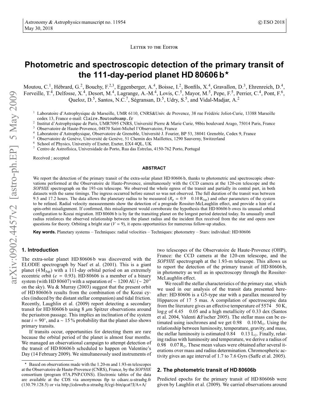 Photometric and Spectroscopic Detection of the Primary Transit of the 111-Day-Period Planet HD 80606 B