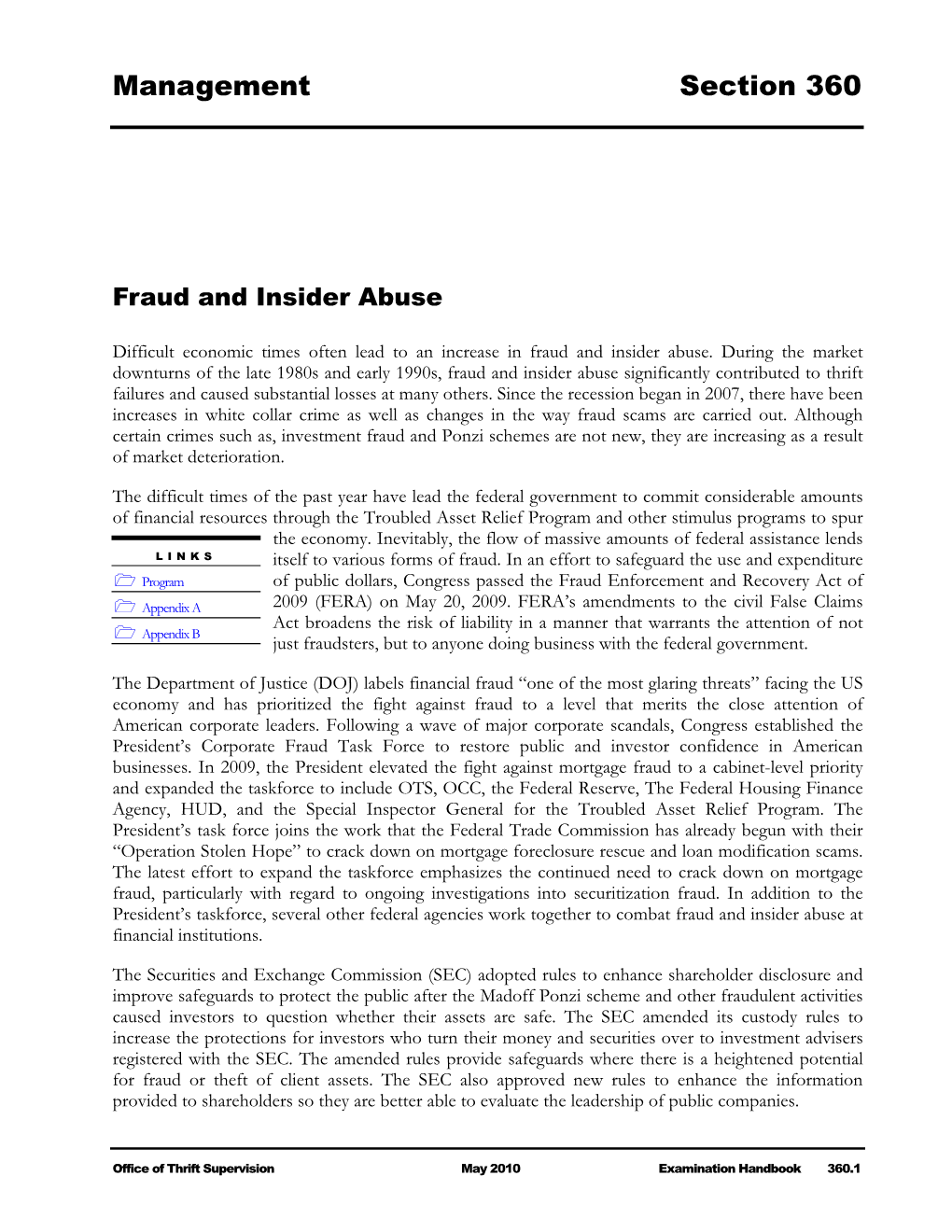 Exam Handbook 360, Fraud and Insider Abuse, June 14, 2010
