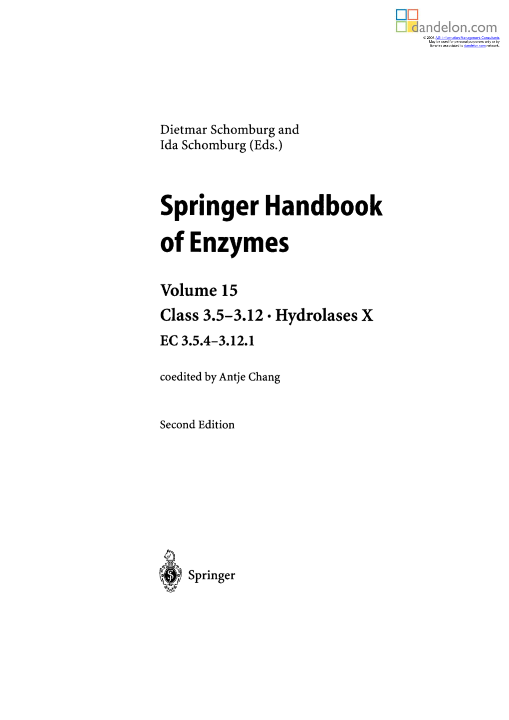 Springer Handbook of Enzymes