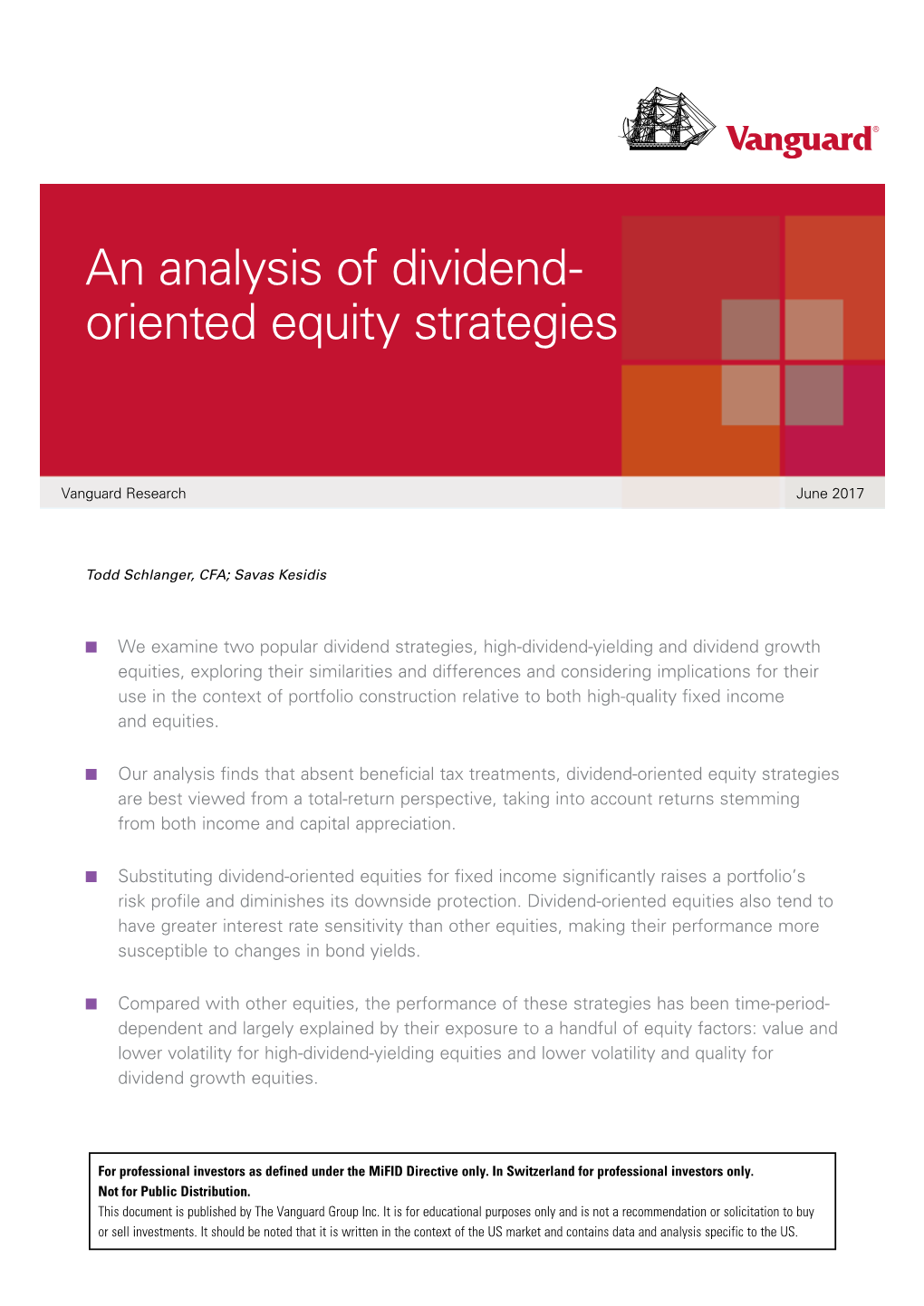 An Analysis of Dividend- Oriented Equity Strategies