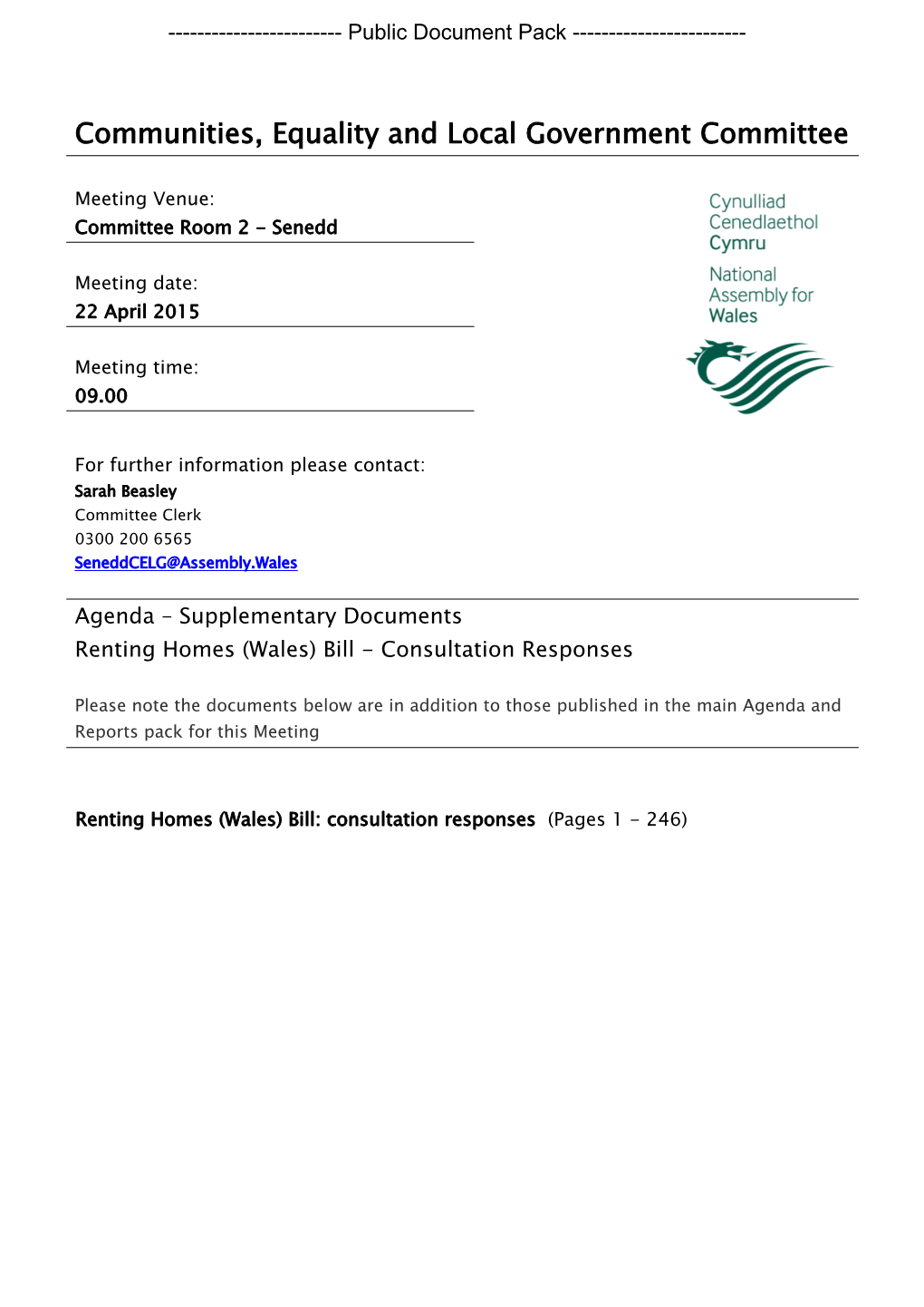 Renting Homes (Wales) Bill - Consultation Responses