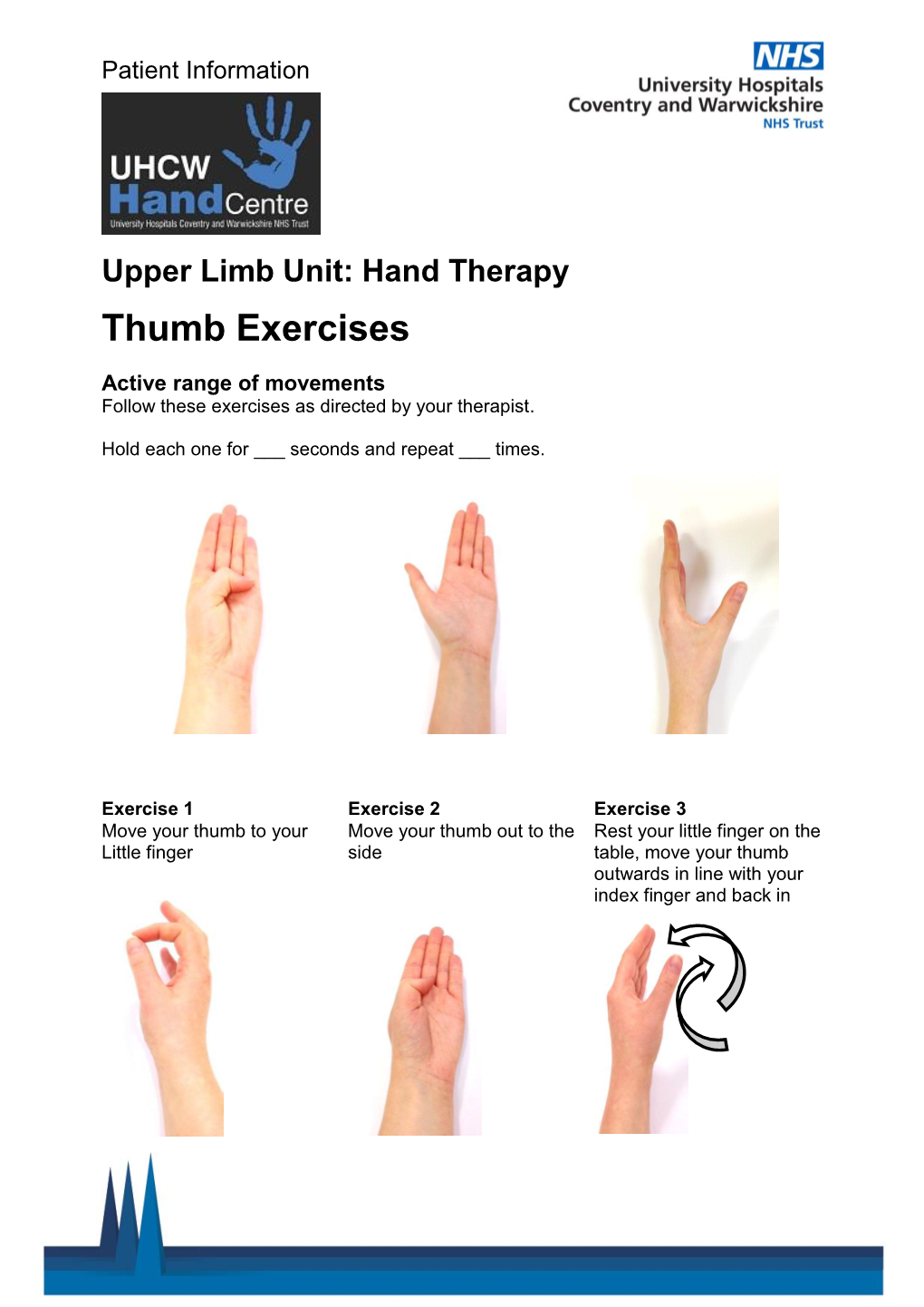 Upper Limb Unit: Hand Therapy Thumb Exercises