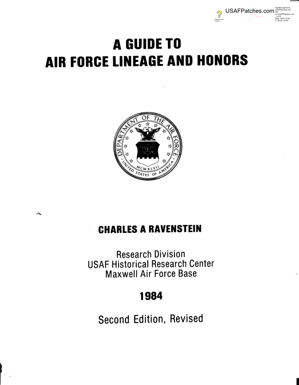 A Guideto Air Force Lineage and Honors