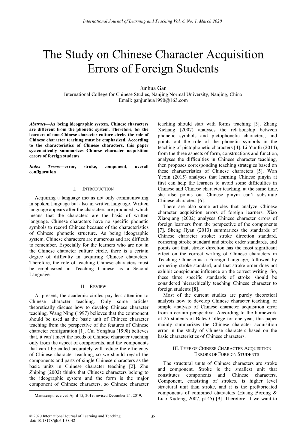 The Study on Chinese Character Acquisition Errors of Foreign Students