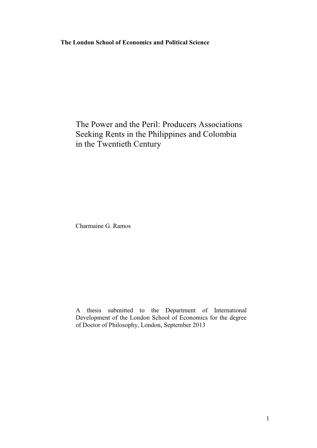 The Power and the Peril: Producers Associations Seeking Rents in the Philippines and Colombia in the Twentieth Century