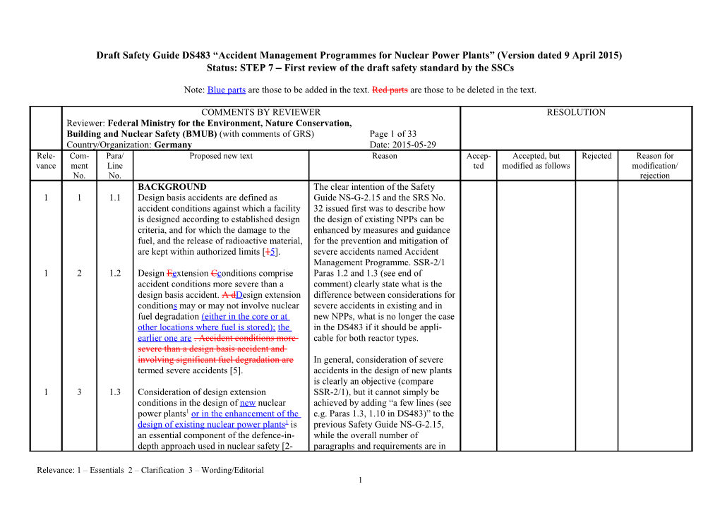 Comments on IAEA Draft Safety Guide DS447